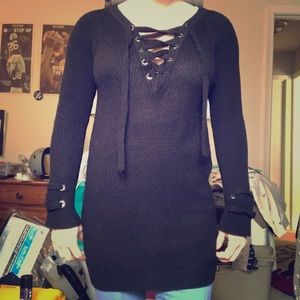 Lace up sweater